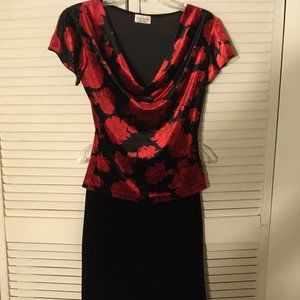 Velvet evening ensemble black red